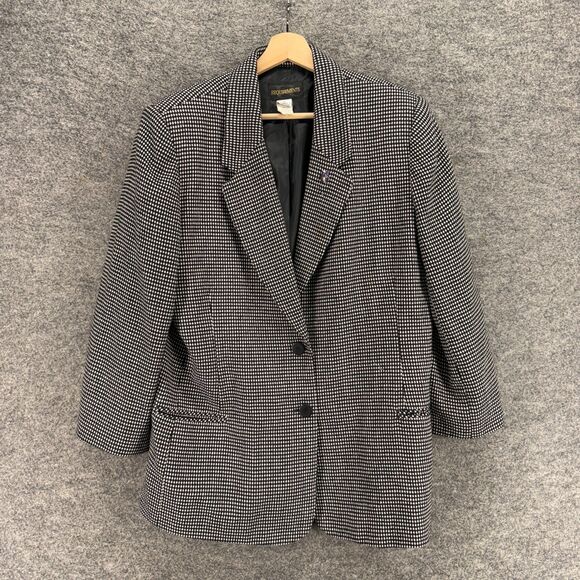 Requirements Blazer Women 18 Plus Gray Button Up Wool Lined Collared Long Sleeve - Picture 1 of 6